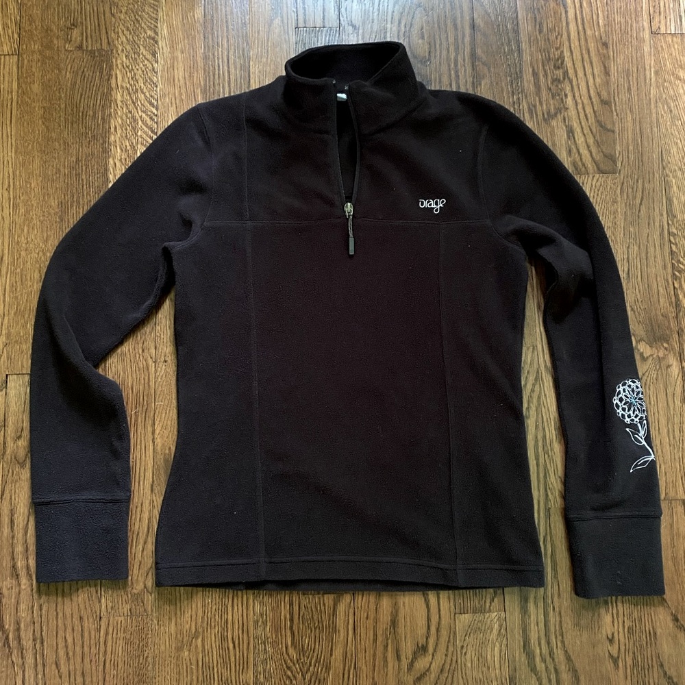 Orage Ski Women's Sz Small Long Sleeve 1/4 Zip Pullover Fleece Black Top Jacket